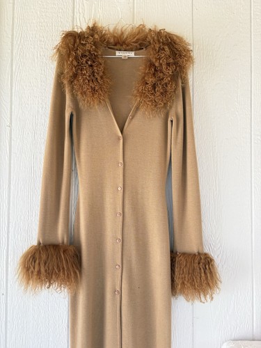 Wool fur cardigan with - wool,