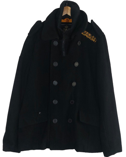 Superdry navy label pea - label, coat