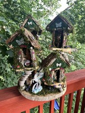 Large 4 plex Fairy House Handmade Fairy Village Fairy Dollhouse Fairy Garden Woo