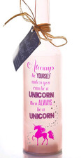 Light-Up LED Always Be Yourself Unicorn Glass Starlight Bottle