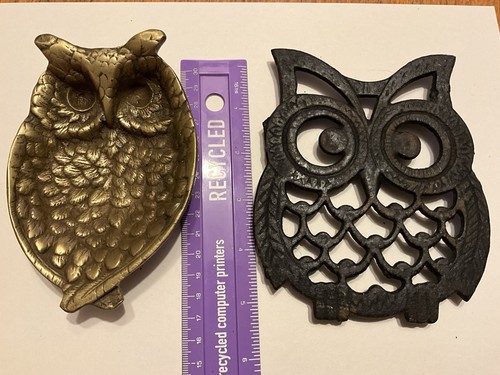 Vintage brass owl - brass,