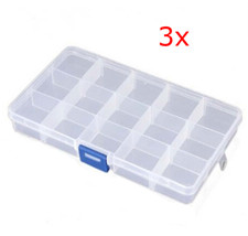 3x 15 Compartment Storage Box Jewellery Making Beads Case Container Plastic