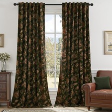 Green Floral Velvet Curtains
