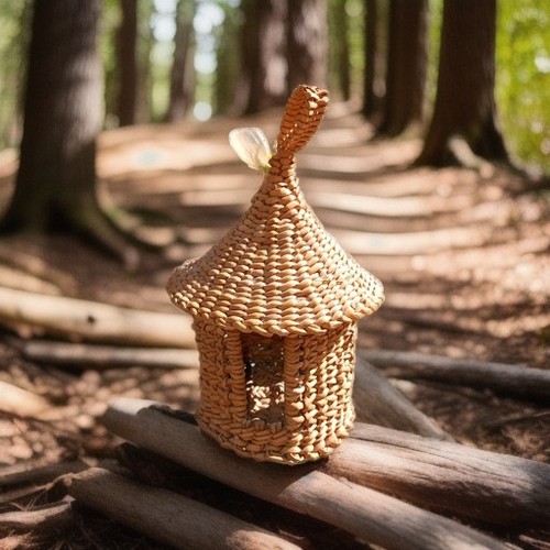 Vintage woven beehive skep - woven,