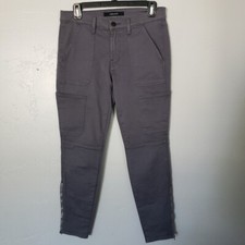 J Brand 27 Houlihan Dark Grey Pant Zipper Ankle Cargo Utility Denim Cotton Blend