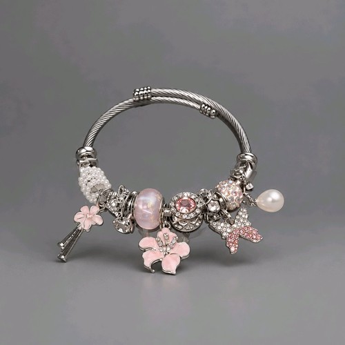 Handmade pink crystal flower - pink,