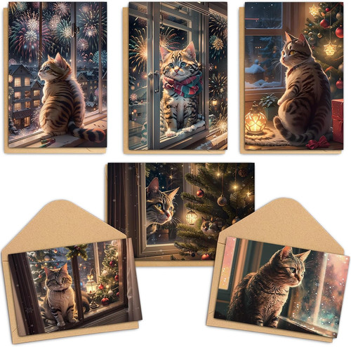 Pack cat christmas cards - 24,