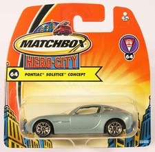 MINT MATCHBOX 64 PONTIAC SOLSTICE CONCEPT HERO CITY IN SEALED CARD BMP