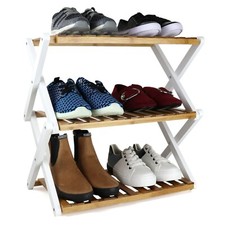 Ashwood & Rye 2 & 3 Tier Folding Bamboo Storage Shoe Racks