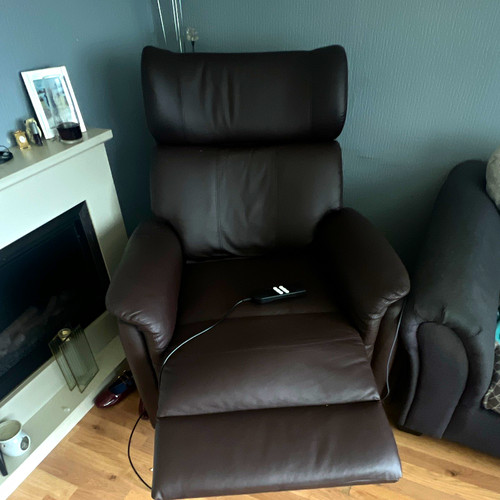 Brown leather recliner - leather,