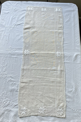 Cream linen lefkara - lefkara, embroidery