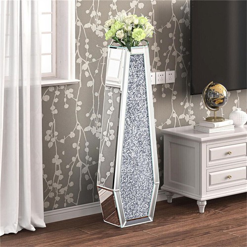 Silver mirrored floor vase - floor,