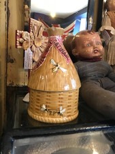 Antique Vintage French Felix Potin Pot Honey Preserves Beehive Skep Luneville