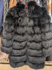 Real Black Fox Fur Coat Size