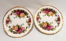 ROYAL ALBERT ENGLAND 1962 OLD COUNTRY ROSES 4.75 INS COASTER PIN DISH x2