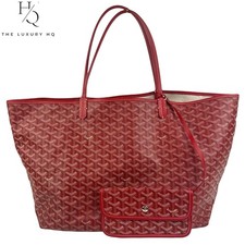 Pre-Owned Authentic GOYARD Saint Louis Tote Bag GM Red with Red Pouch [LHQ671]