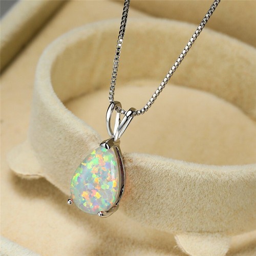 White opal pendant necklace - opal,