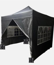 Pop Up Gazebo With Sides Garden Marquee Camping Tent Canopy 3x3m- Black