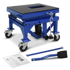 1PC Hydraulic Scissor 440lb Bike Motorcycle Lift With 4 Wheel Motorbike ATV Blue