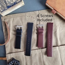 Skagen Screw Style Leather Watch Straps - 22mm - Brown Black - Screws Included