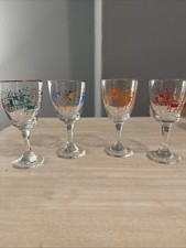 4 x Vintage Glasses 1950s Atomic Design for Sherry Port