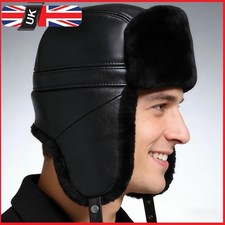 Men Leather Hat Cap Ski