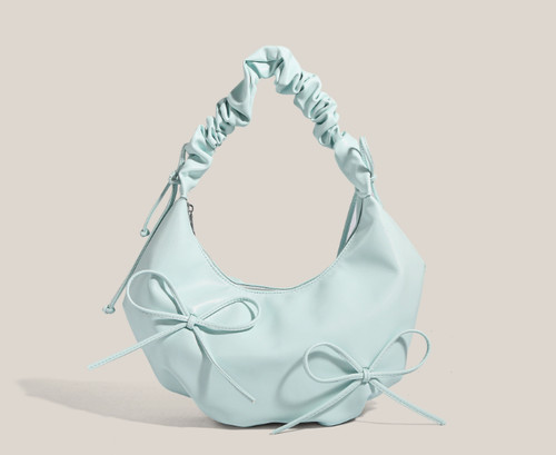 Womens ruched cloud bag - ruched, bow