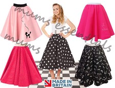 Ladies 50s GREASE VINTAGE Style Polka Dot 24" Length Skirts Fancy Dress