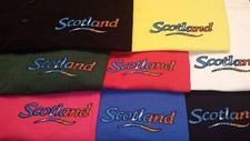 TARATAN AND SALTIRE DESIGN EMBROIDERED ONTO A TEE SHIRT SCOTLAND SCOTTISH SCOTS