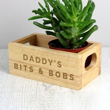 Personalised Bits & Bobs Mini Wooden Crate Storage Keys Pens Christmas Gift Idea