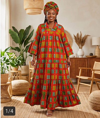 Women african print kaftan - african,
