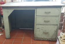 Vintage Industrial Metal 3 Drawer Desk 1950s