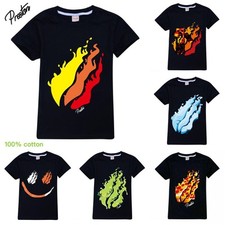 100% Cotton Kids Prestonplayz Flame Ice-cream Short Sleeve T-Shirt Tee Tops