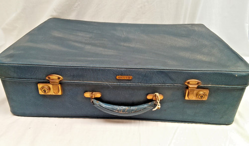 Vintage antler blue suitcase - blue,