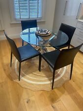 Set of 4 Black Leather Dining Chairs – Hülsta – Modern Designer