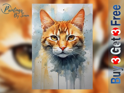 Ginger tabby cat print - tabby,