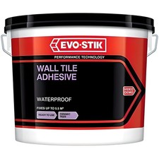 Evo Stik Waterproof Wall Tile Adhesive Economy 1L Ready Mixed Bath Shower White