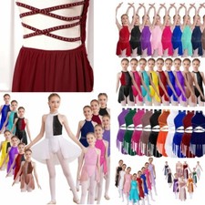 UK Girls Kids Lyrical Latin Dance Costume Ballet Dress Leotard Modern Dancewear