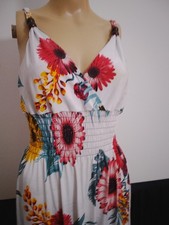 Woman's White Dress Floral Red