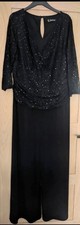 Kaleidescope Black Sequin long Sleeve Festive Wide Leg Jumpsuit Size 18 New