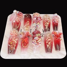 Gothic Rose Flame Nails | 3D