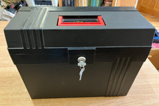 Helix Black Plastic File Box with handle - Lockable comes with 2 Keys