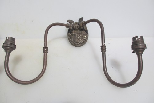 Vintage brass gas wall lights - gas,