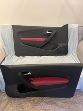 VW Volkswagen Polo 6R Red Leather Stitched Interior Door Cards 3 door 2009-2014