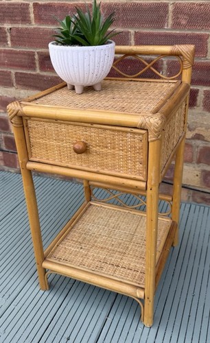 Vintage bamboo rattan side - vintage,