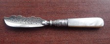 Antique Silver and mother of Pearl Handled Butter Spreader W D 1899