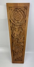 Hand Carved Solid Oak Panel - Tudor Rose Gothic Style - Wall Hanging 58 X 20cm