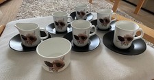 Alfred Meakin Dusky Maid 5 Coffee Cups & Saucers X6 With Milk Jug & Sugar Bowl