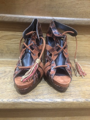 Brown orange high - heels, 5