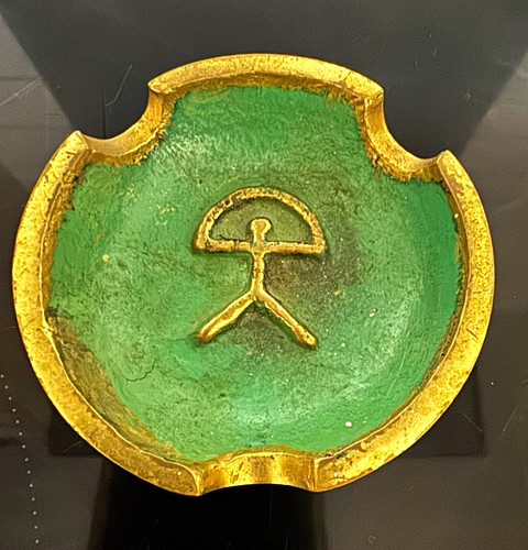 Bronze ashtray with green - bronze,